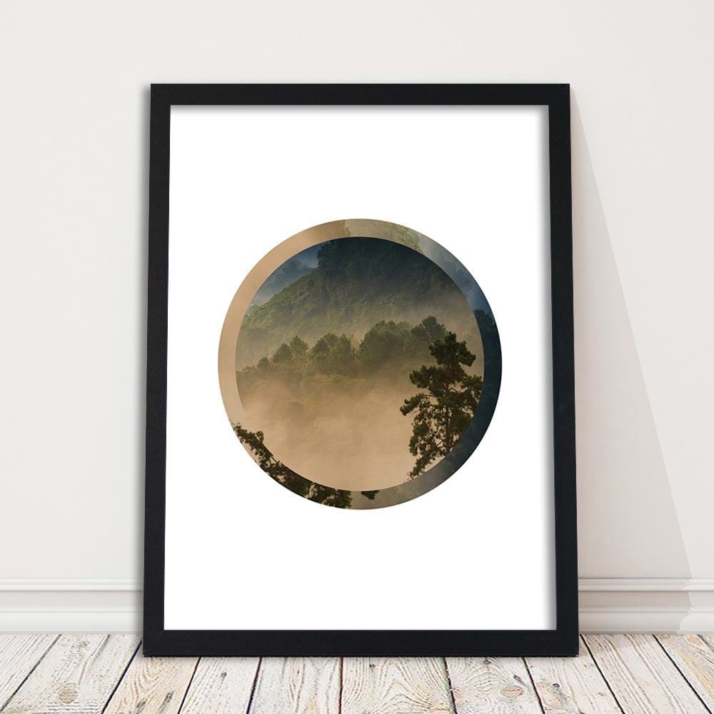 Glezna melnā rāmī - Forest In A Circle Home Trends