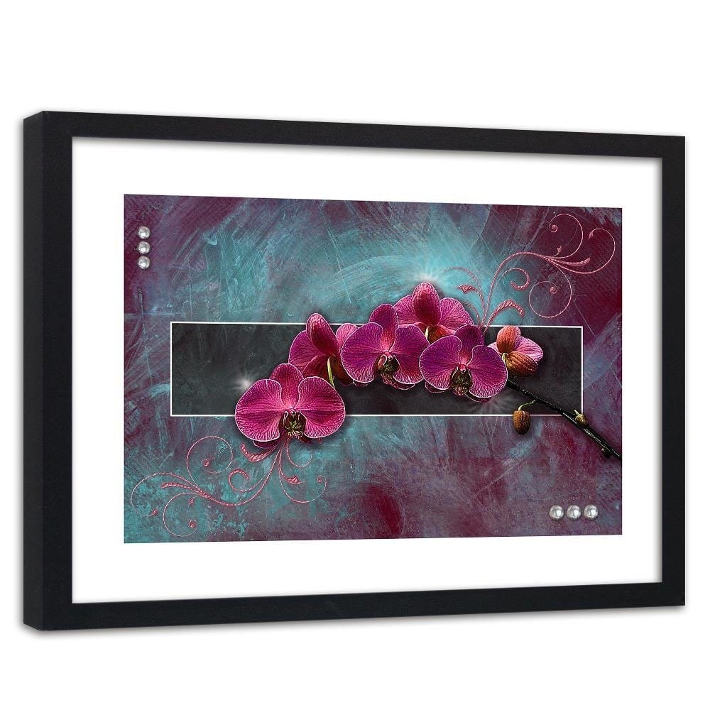 Glezna melnā rāmī - Fuchsia Orchid Home Trends