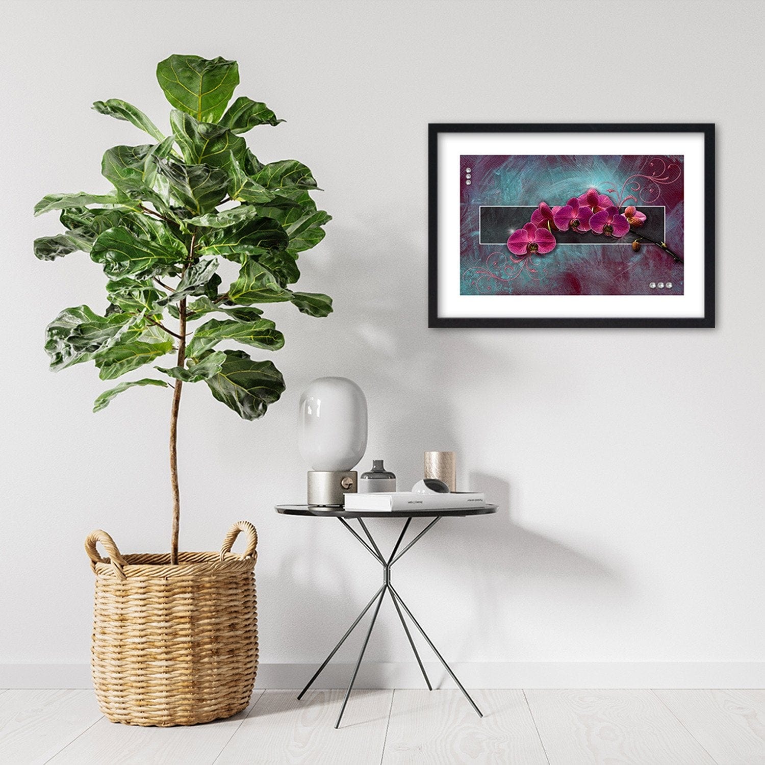 Glezna melnā rāmī - Fuchsia Orchid Home Trends