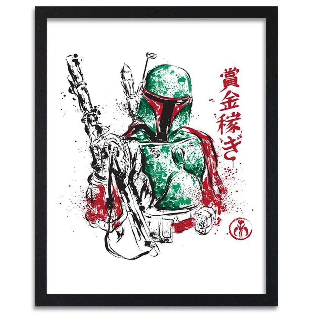 Glezna melnā rāmī - Galactic Assassin Green Home Trends