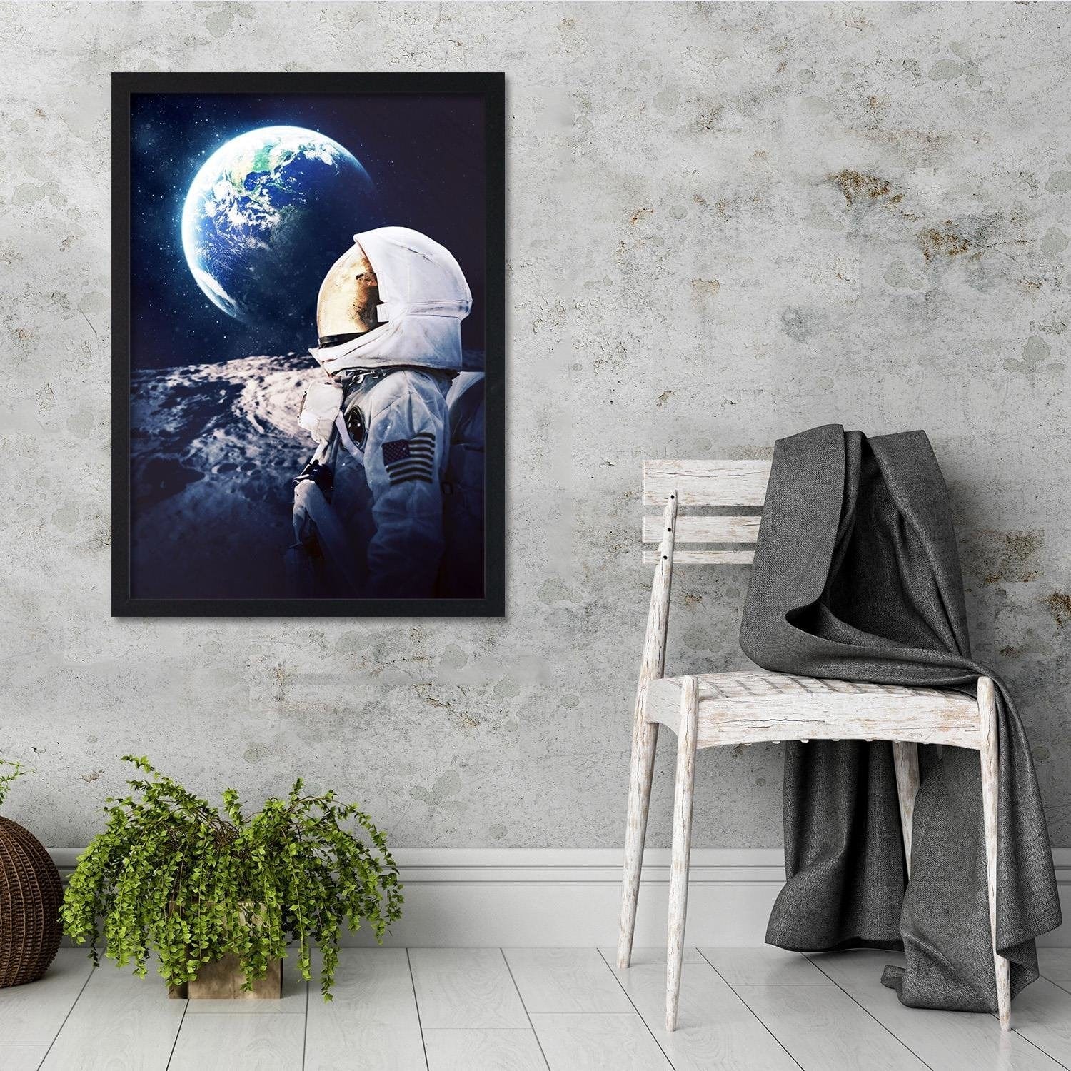 Glezna melnā rāmī - Galaxy Art Print Blue Home Trends