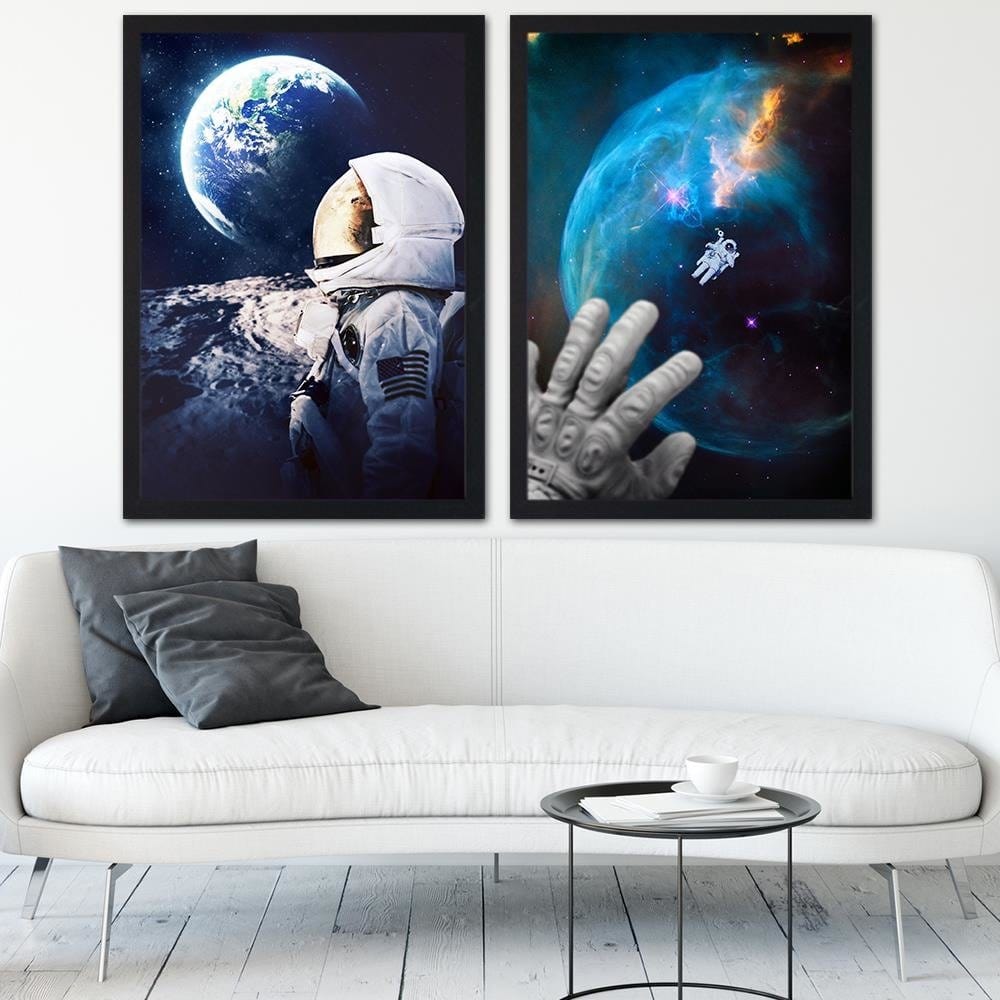 Glezna melnā rāmī - Galaxy Artwork Blue Home Trends