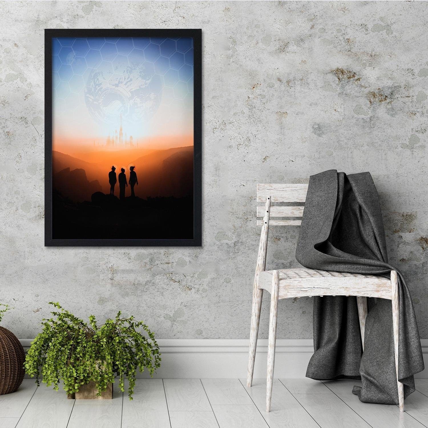 Glezna melnā rāmī - Galaxy Painting Orange Home Trends