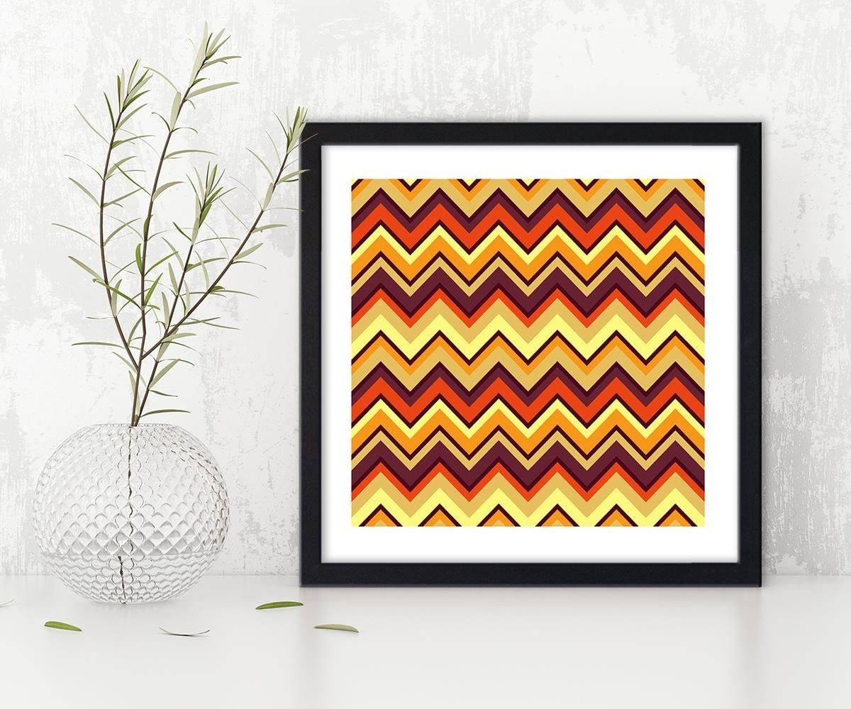 Glezna melnā rāmī - Geometric Zigzag 2 Home Trends