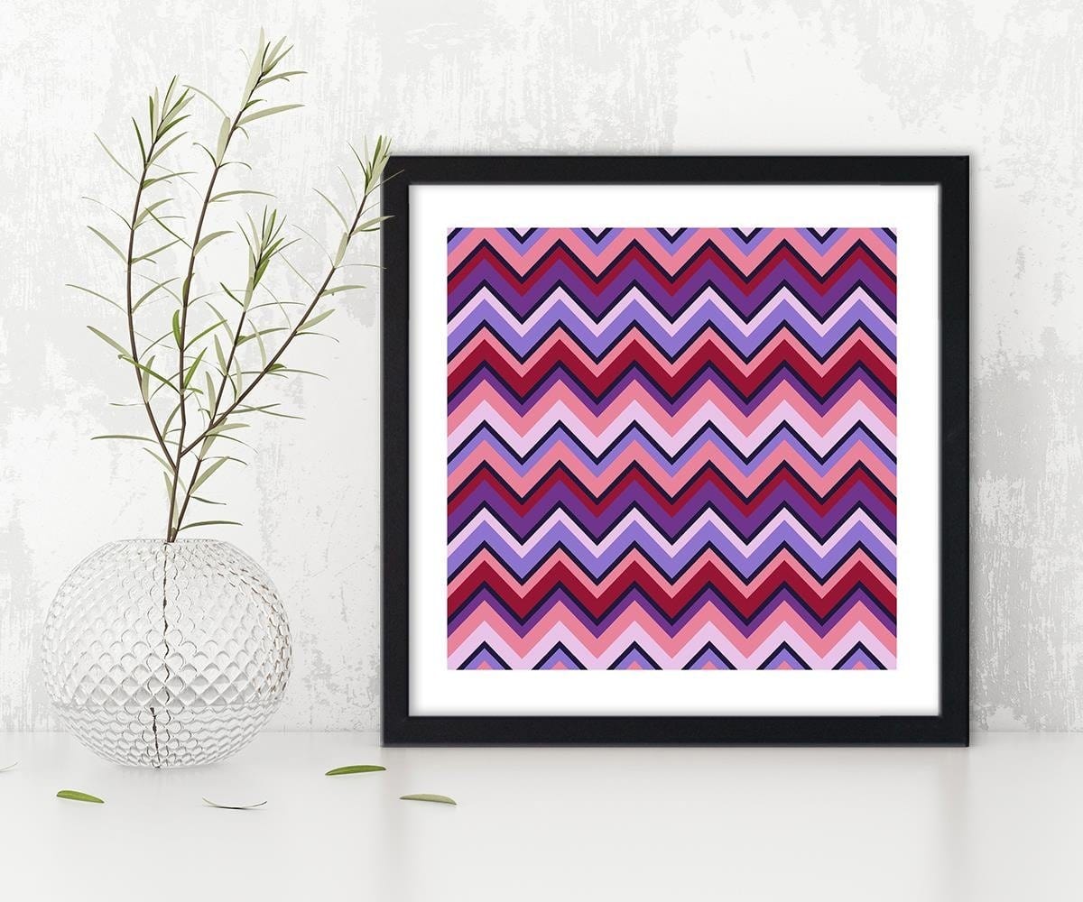 Glezna melnā rāmī - Geometric Zigzag 3 Home Trends