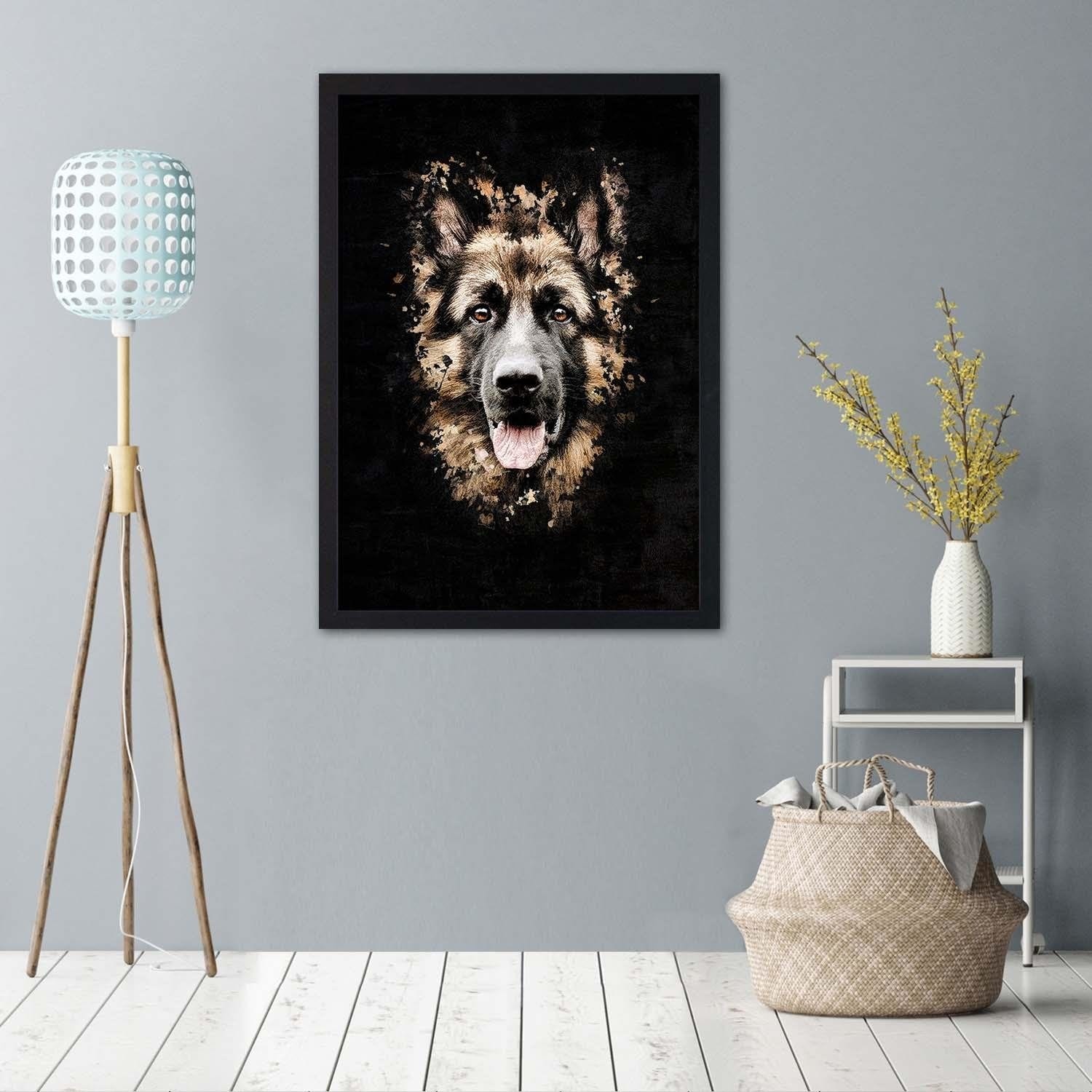 Glezna melnā rāmī - German Shepherd Home Trends