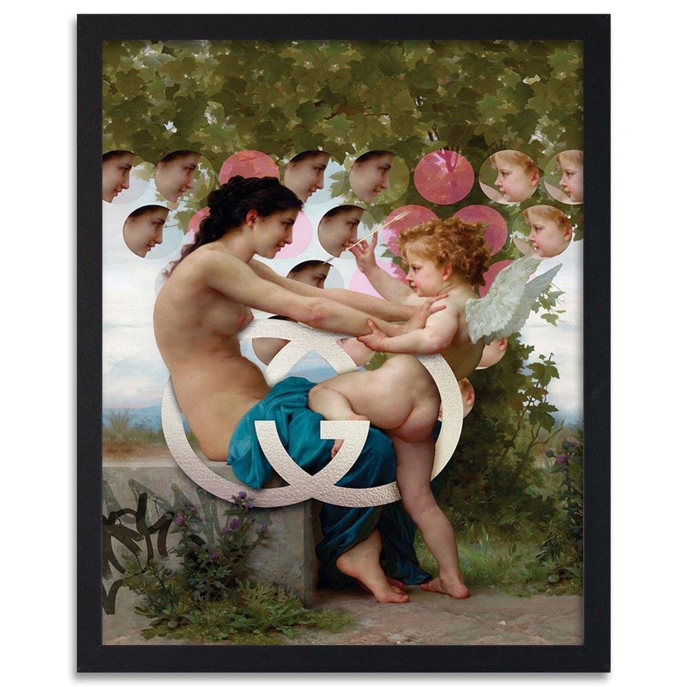 Glezna melnā rāmī - Girl And Cupid Home Trends