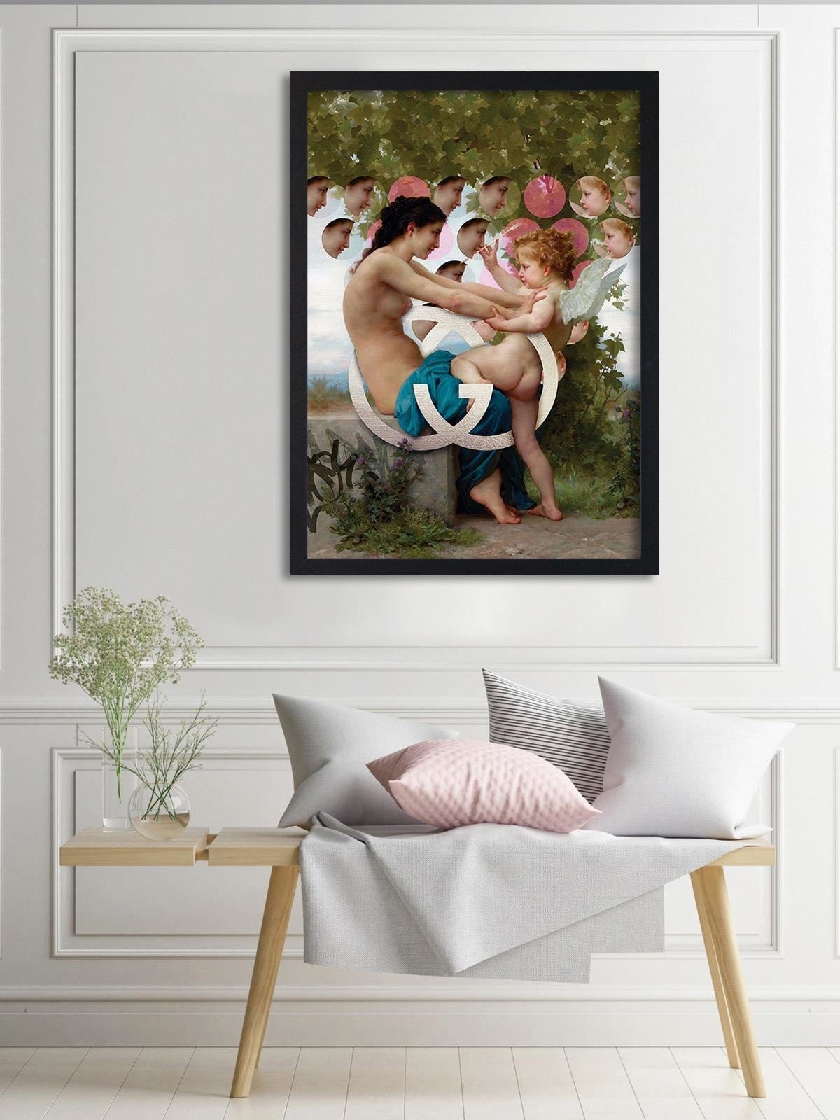 Glezna melnā rāmī - Girl And Cupid Home Trends