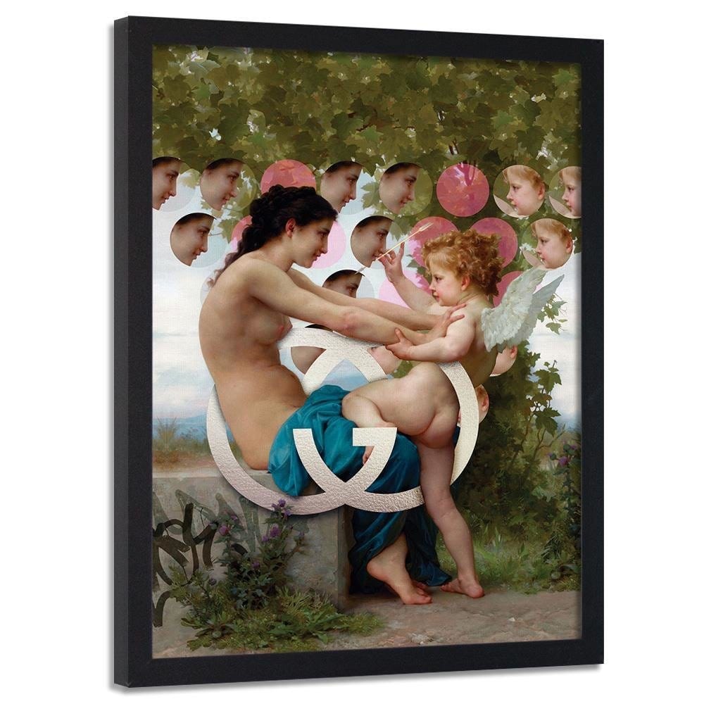 Glezna melnā rāmī - Girl And Cupid Home Trends