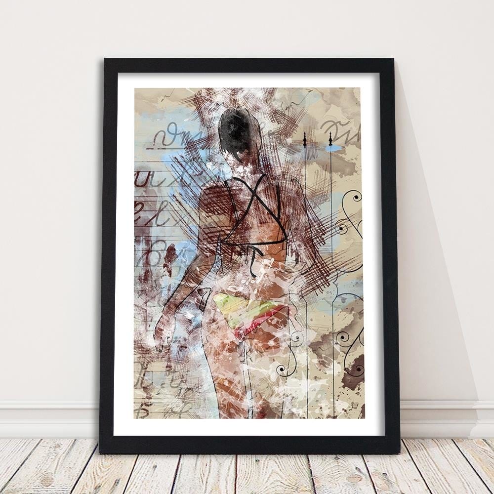 Glezna melnā rāmī - Girl In Bikini Home Trends