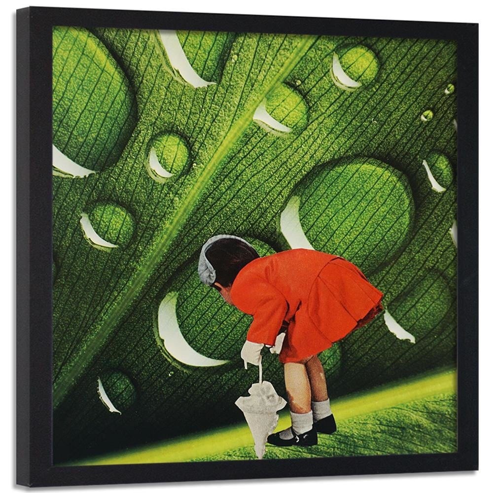 Glezna melnā rāmī - Girl In Red Garsonce Home Trends