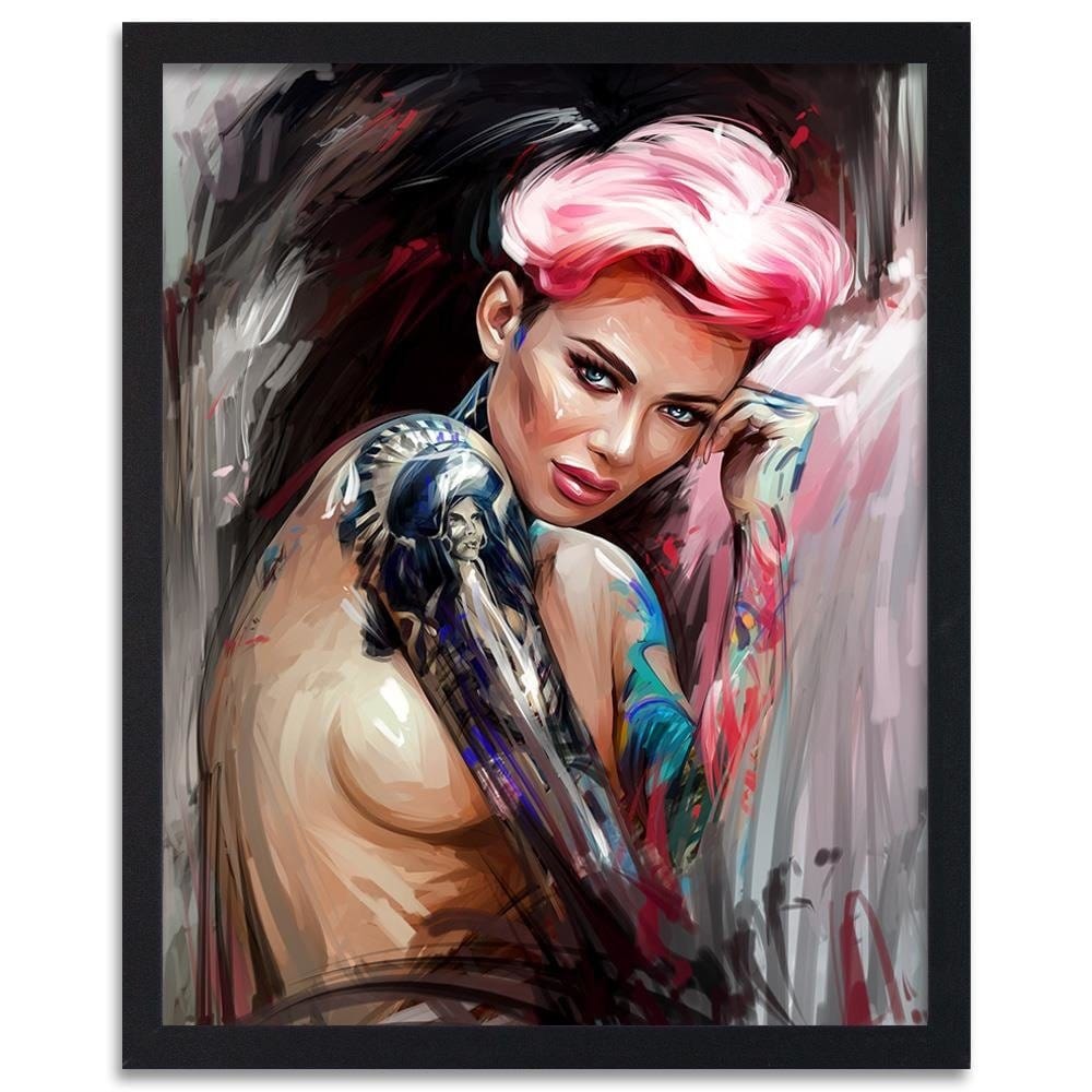 Glezna melnā rāmī - Girl With Tattoos Home Trends