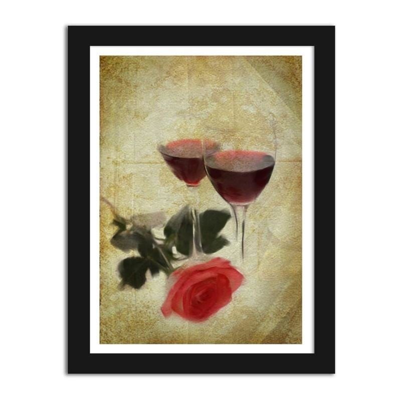 Glezna melnā rāmī - Glasses of wine and rose Home Trends