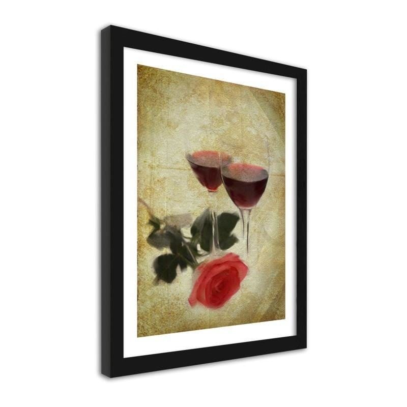 Glezna melnā rāmī - Glasses of wine and rose Home Trends
