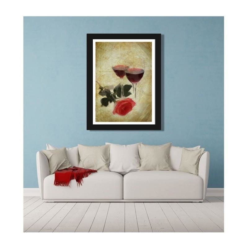 Glezna melnā rāmī - Glasses of wine and rose Home Trends
