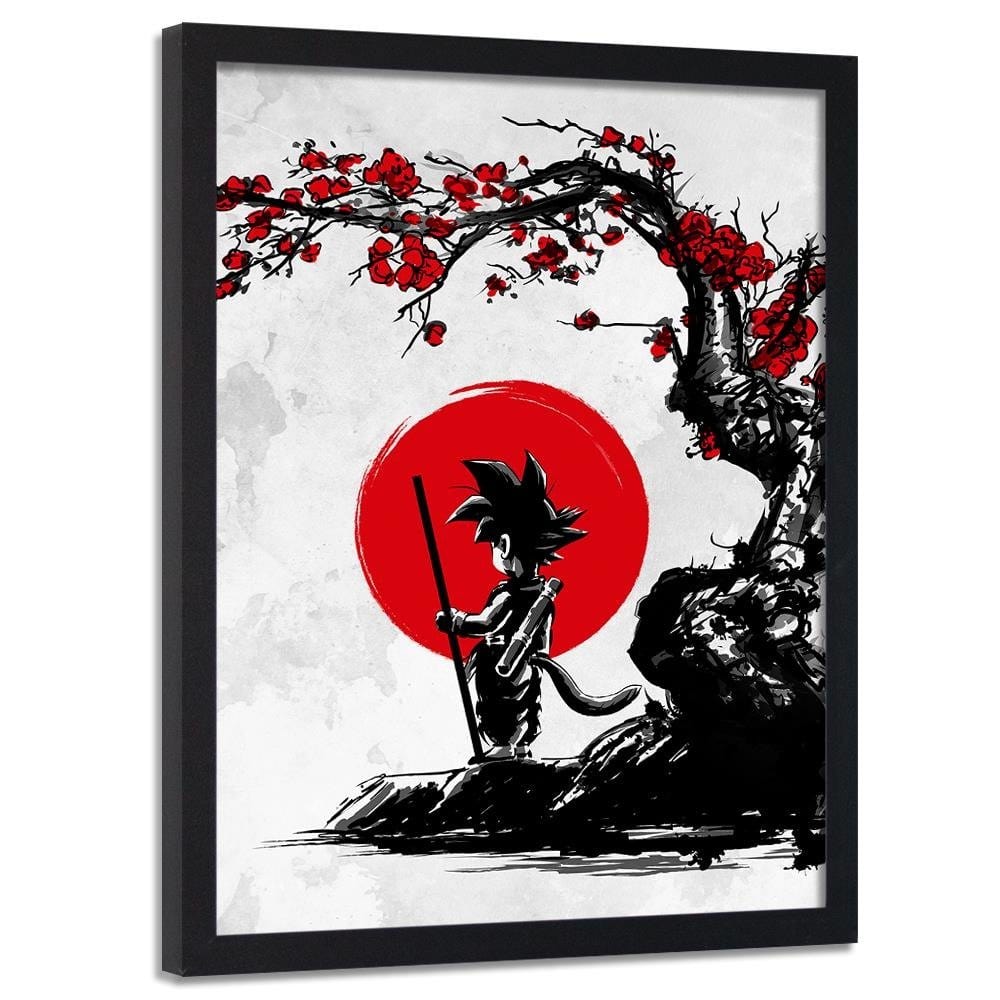 Glezna melnā rāmī - Goku And The Red Moon Home Trends