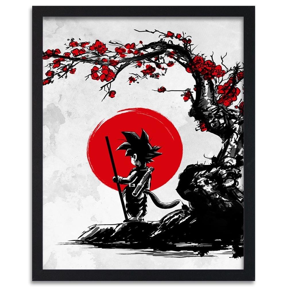 Glezna melnā rāmī - Goku And The Red Moon Home Trends