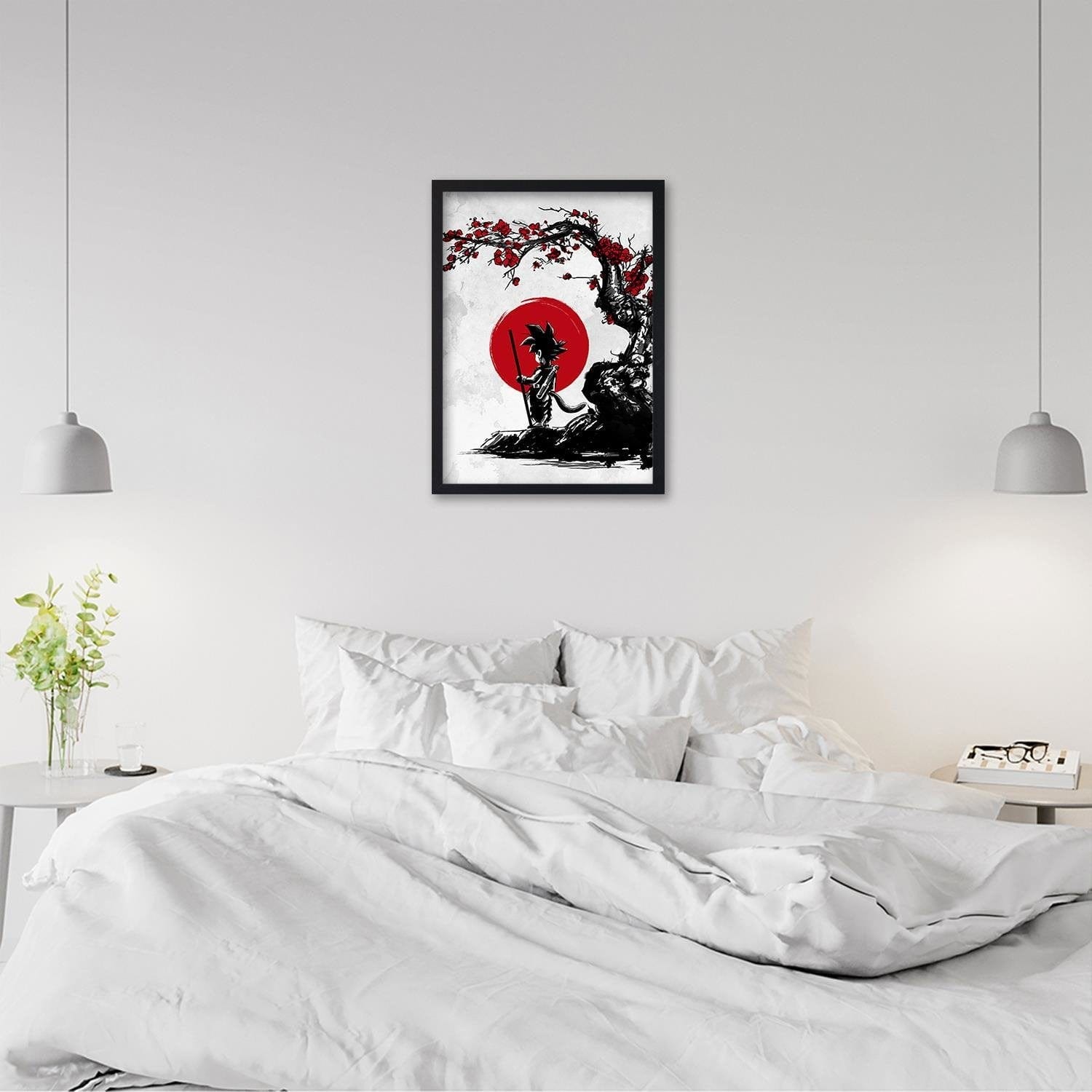 Glezna melnā rāmī - Goku And The Red Moon Home Trends