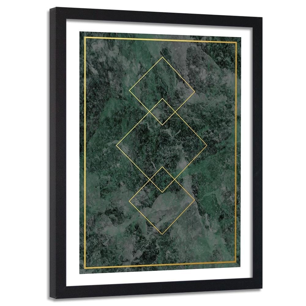 Glezna melnā rāmī - Gold Squares Home Trends