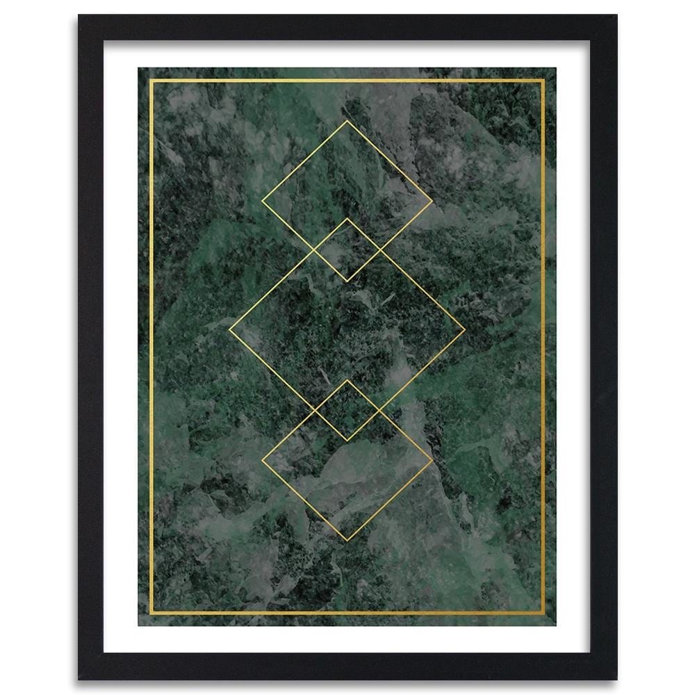 Glezna melnā rāmī - Gold Squares Home Trends