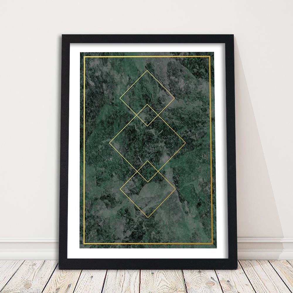 Glezna melnā rāmī - Gold Squares Home Trends