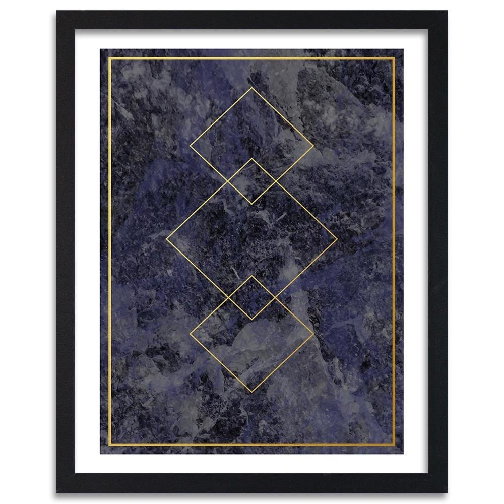 Glezna melnā rāmī - Gold Squares Home Trends