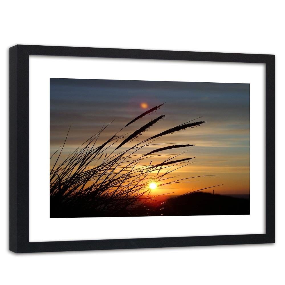 Glezna melnā rāmī - Grass And Sunset Home Trends