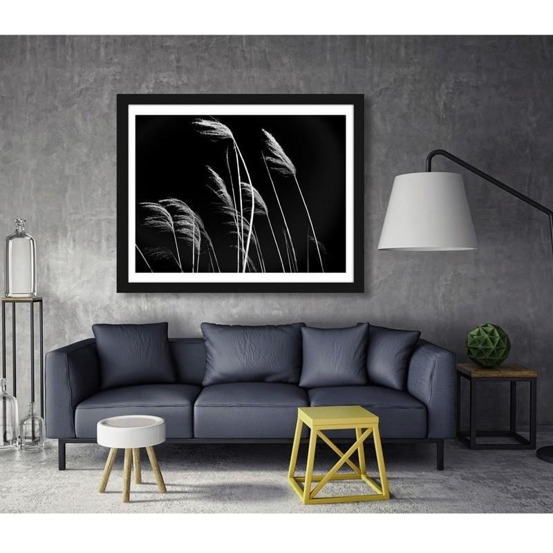 Glezna melnā rāmī - Grass in black and white Home Trends