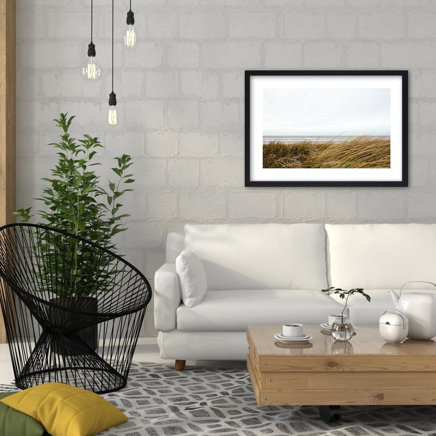 Glezna melnā rāmī - Grass In The Sea Home Trends
