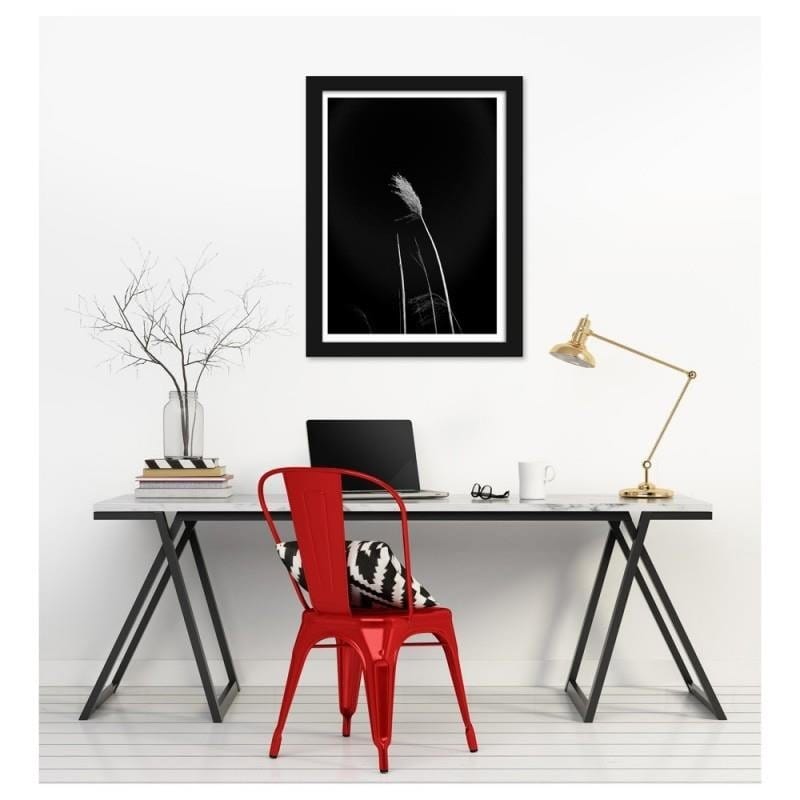 Glezna melnā rāmī - Grass on black background Home Trends