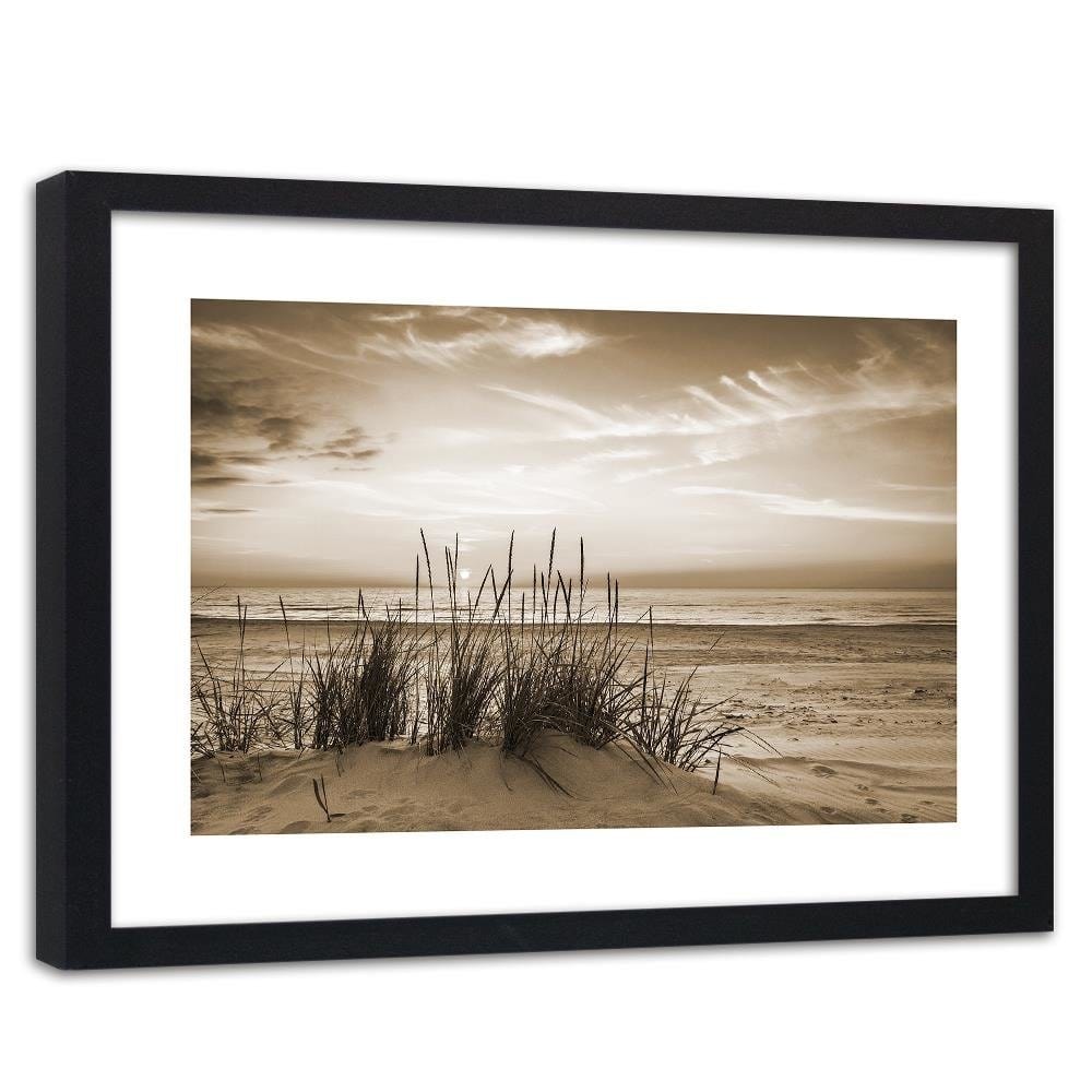 Glezna melnā rāmī - Grass On The Beach 1 Home Trends
