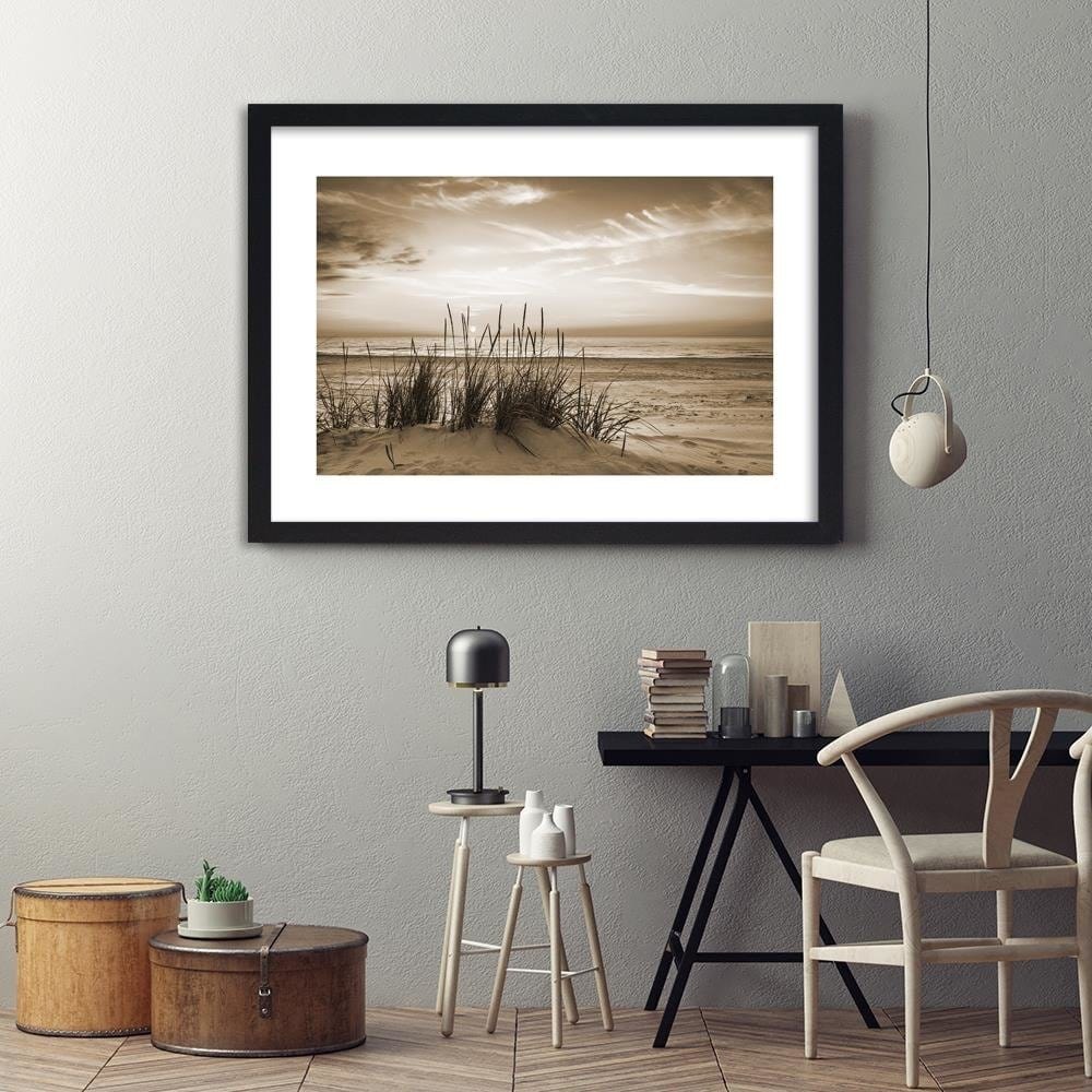 Glezna melnā rāmī - Grass On The Beach 1 Home Trends