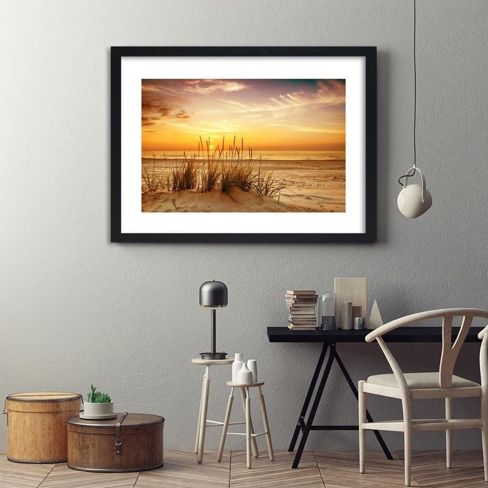 Glezna melnā rāmī - Grass On The Beach 3 Home Trends