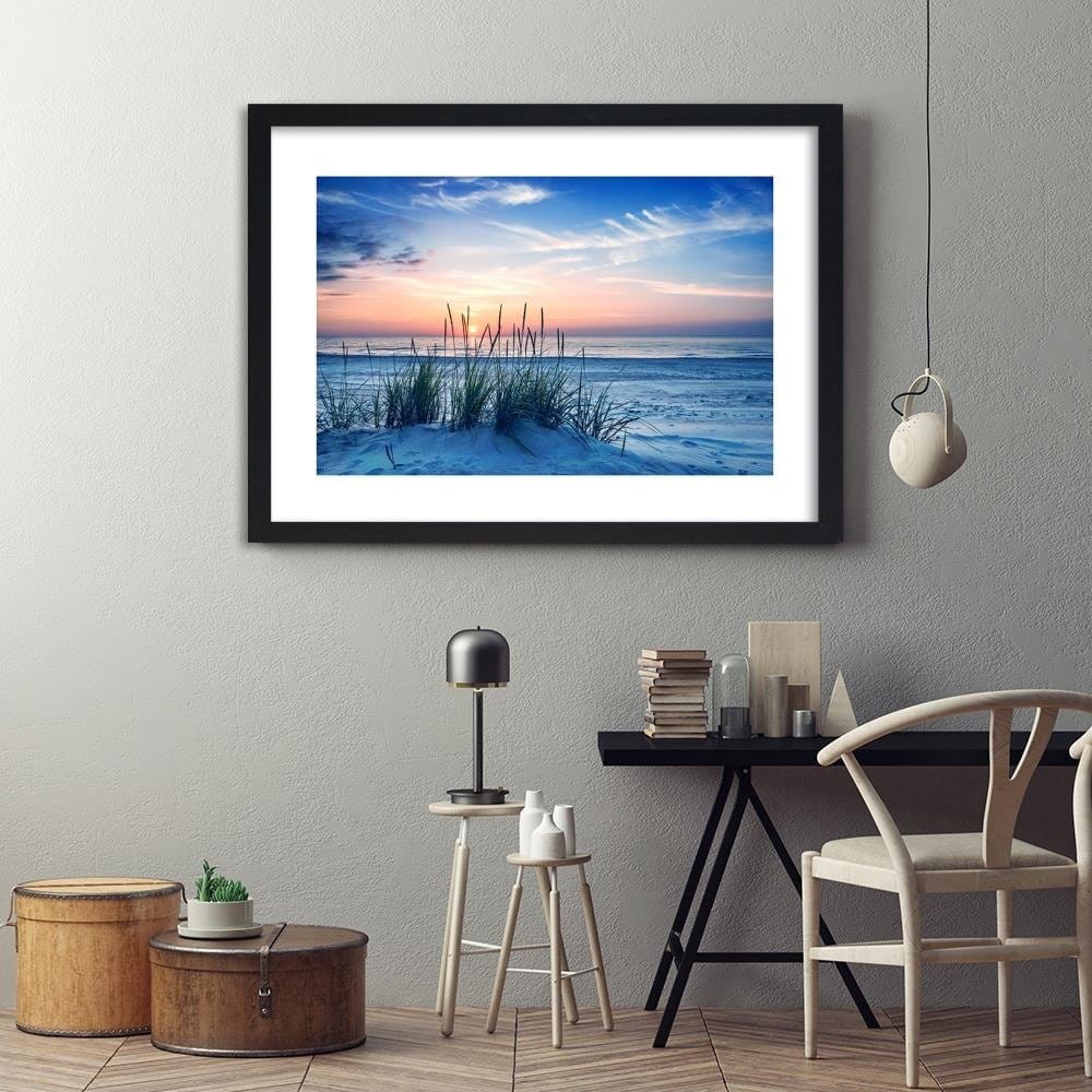 Glezna melnā rāmī - Grass On The Beach 4 Home Trends