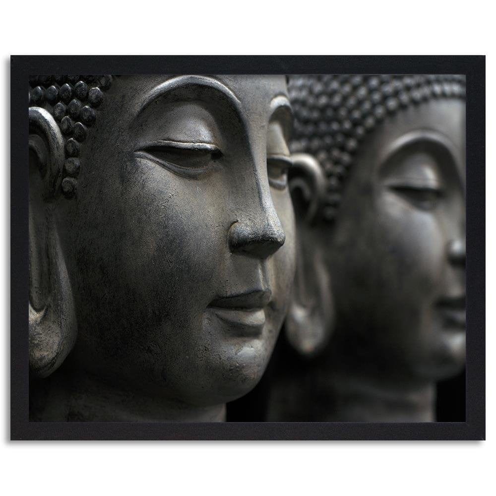 Glezna melnā rāmī - Gray Buddha Statue Home Trends