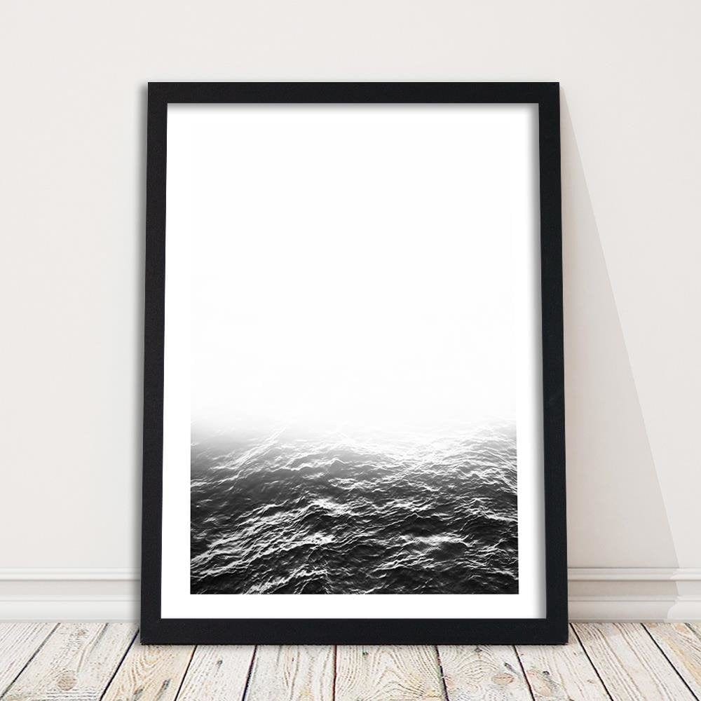 Glezna melnā rāmī - Gray Waves Home Trends
