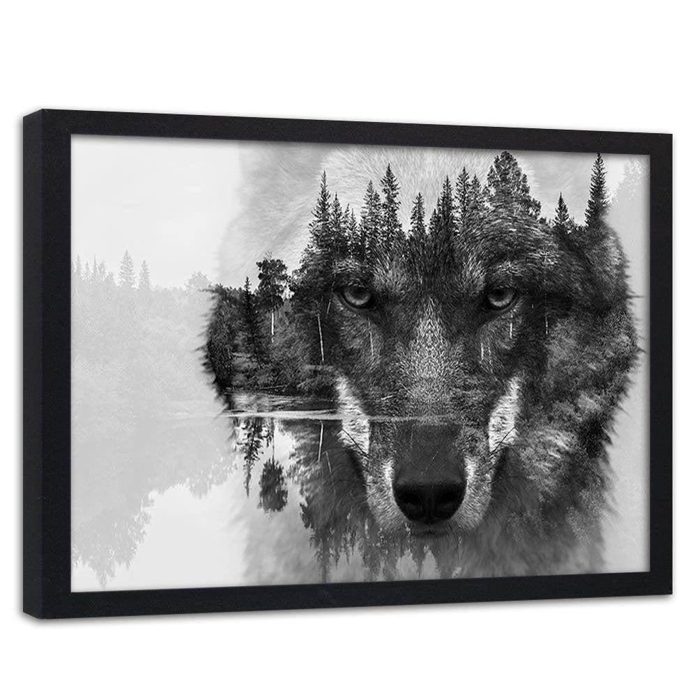 Glezna melnā rāmī - Gray Wolf Home Trends