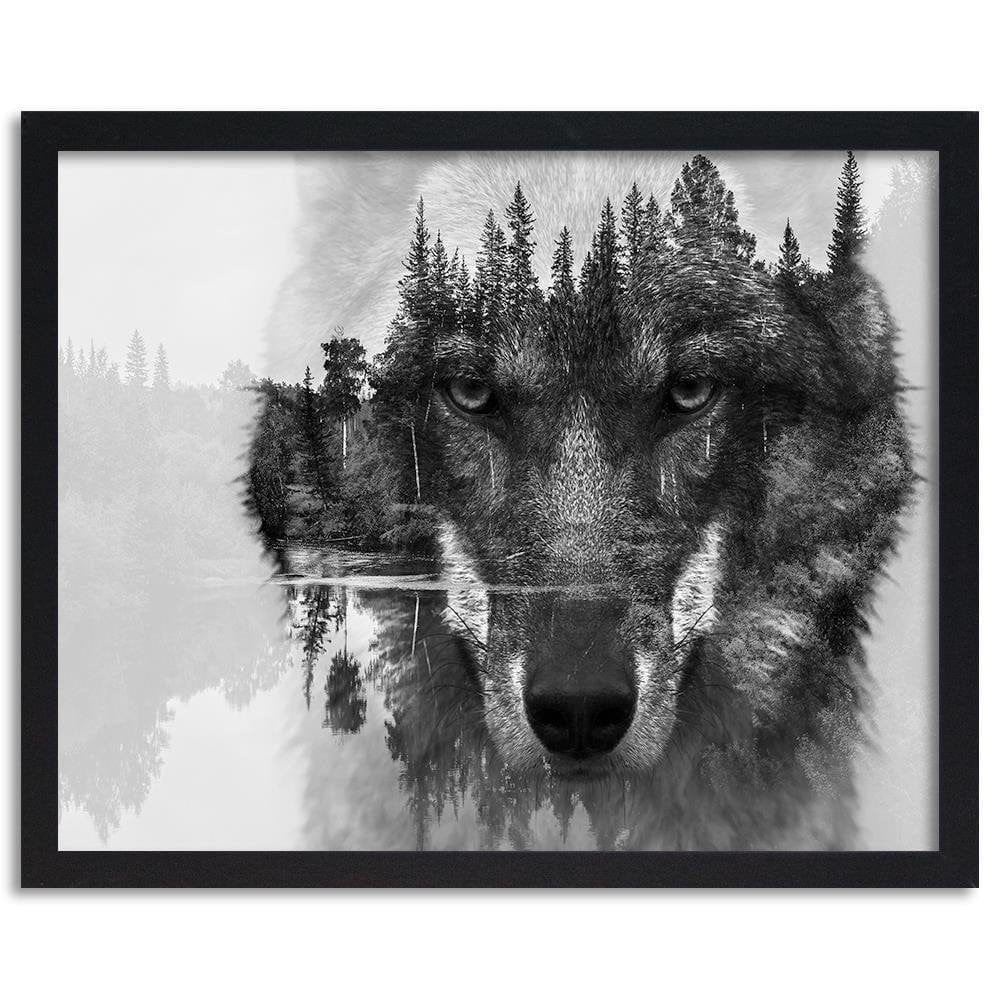 Glezna melnā rāmī - Gray Wolf Home Trends