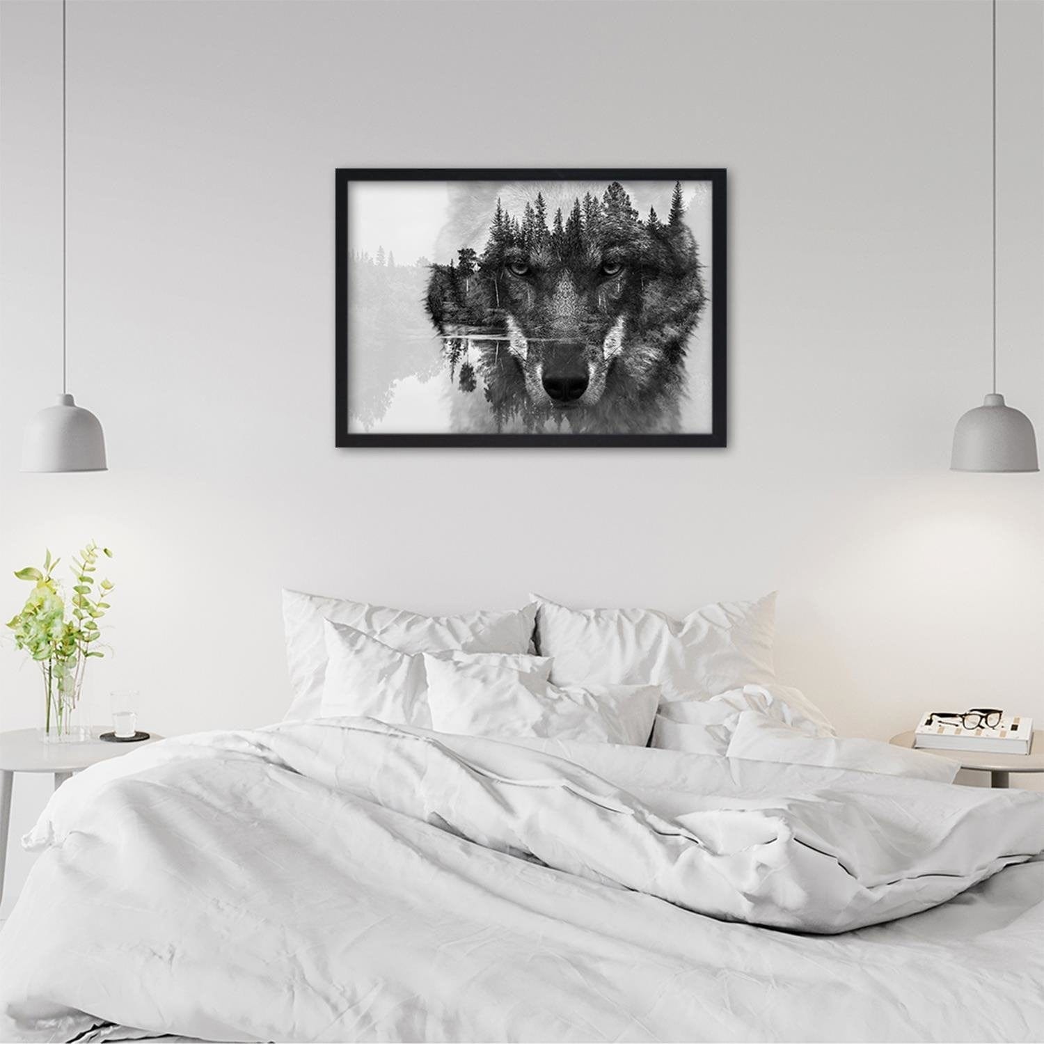Glezna melnā rāmī - Gray Wolf Home Trends