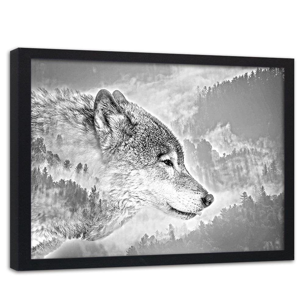 Glezna melnā rāmī - Gray Wolf Home Trends