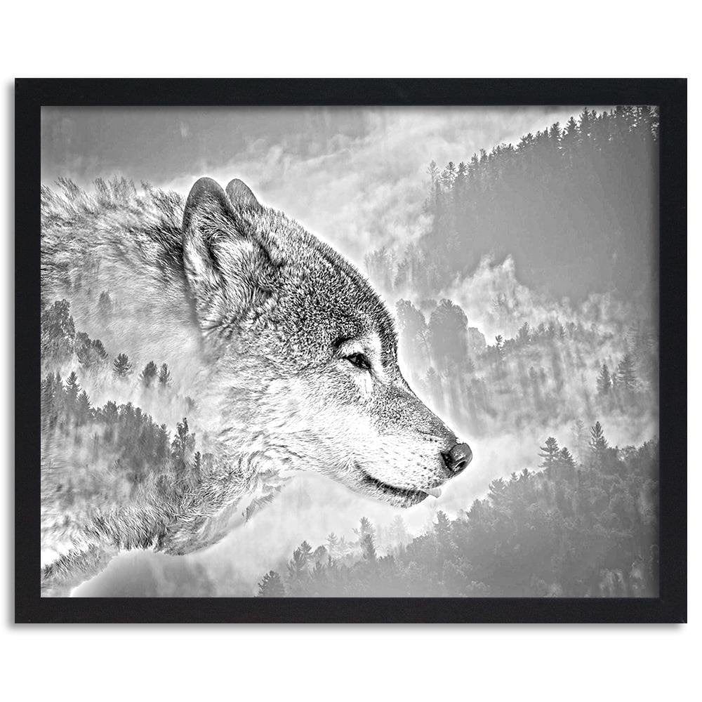 Glezna melnā rāmī - Gray Wolf Home Trends
