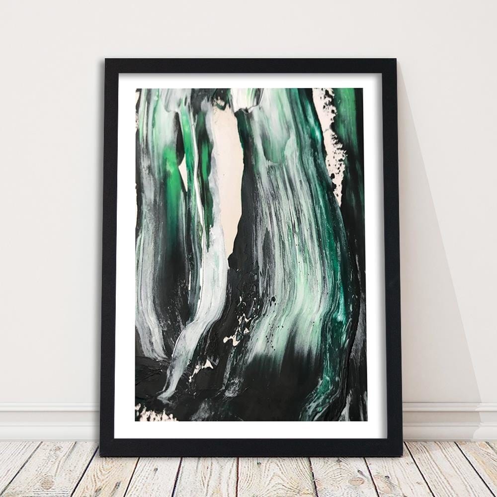 Glezna melnā rāmī - Green Abstraction  Home Trends