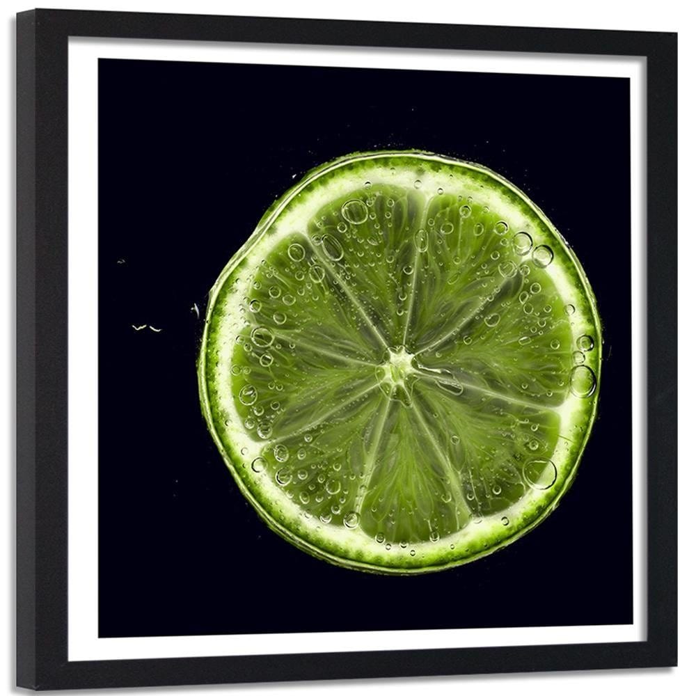 Glezna melnā rāmī - Green Lemon Slice 2 Home Trends