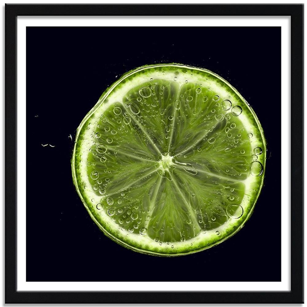 Glezna melnā rāmī - Green Lemon Slice 2 Home Trends