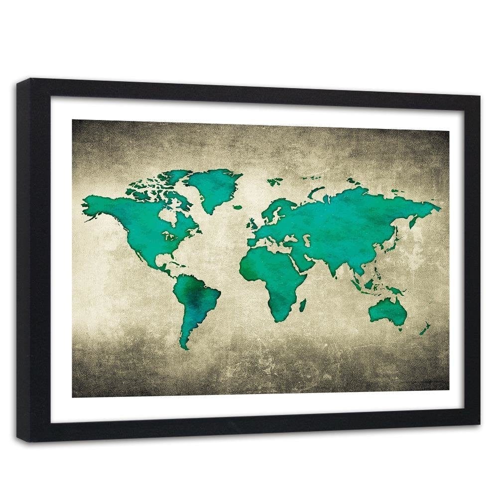 Glezna melnā rāmī - Green Map Of The World Home Trends