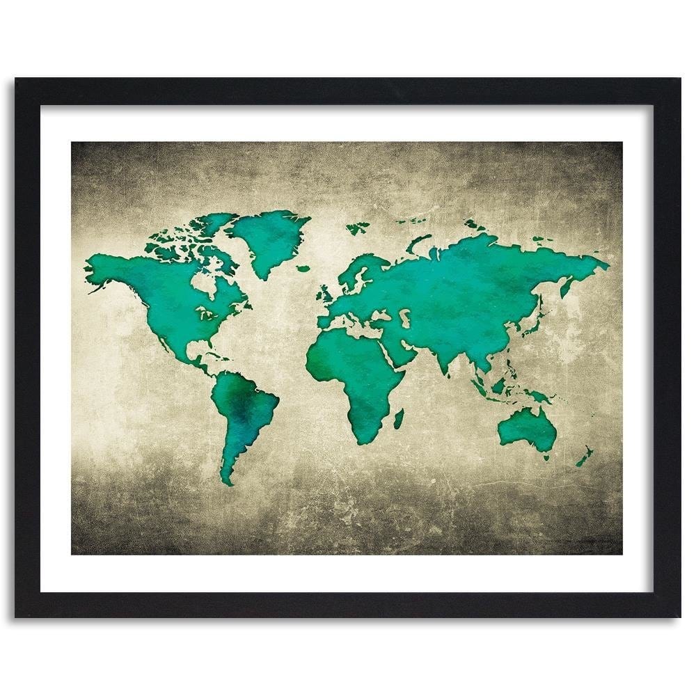 Glezna melnā rāmī - Green Map Of The World Home Trends