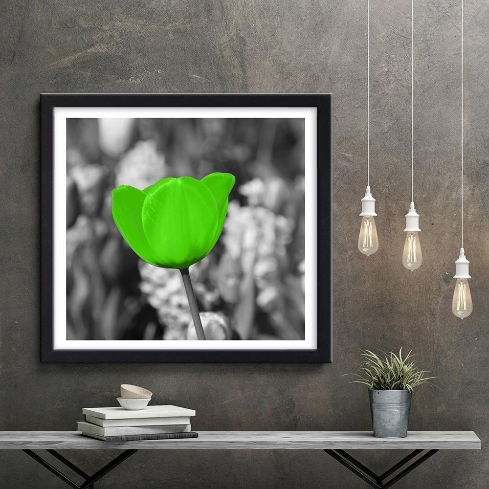 Glezna melnā rāmī - Green Poppy Meadow Home Trends