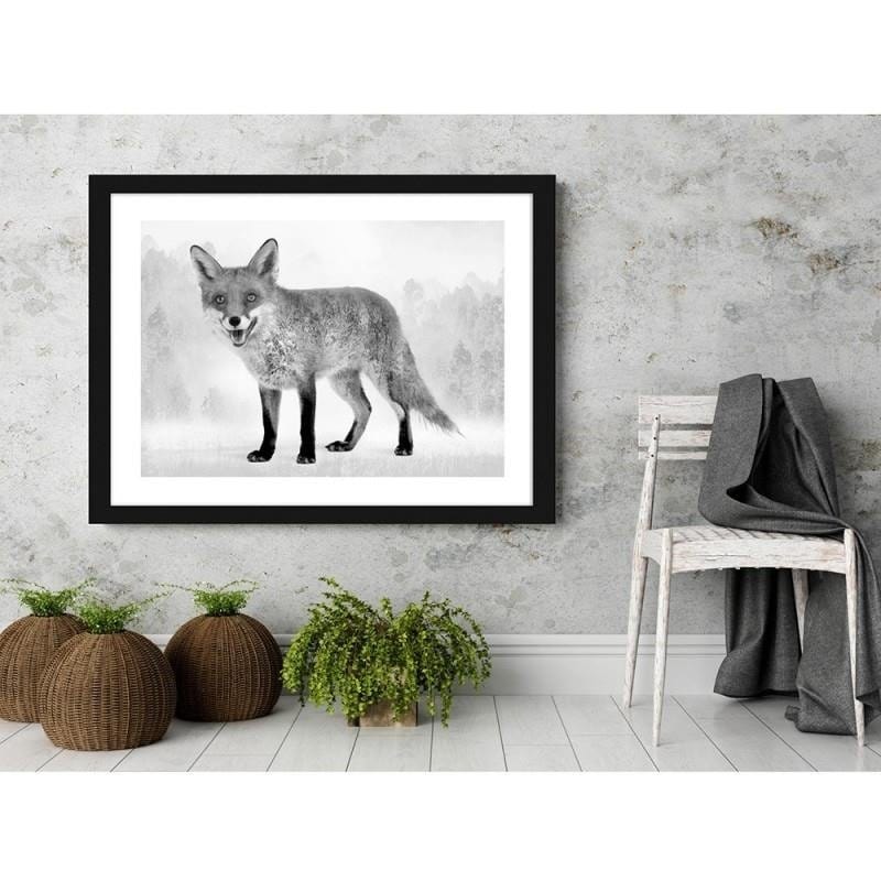 Glezna melnā rāmī - Grey fox 2 Home Trends