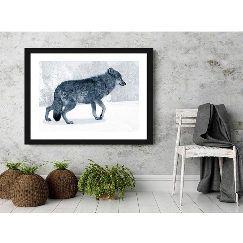 Glezna melnā rāmī - Grey wolf Home Trends