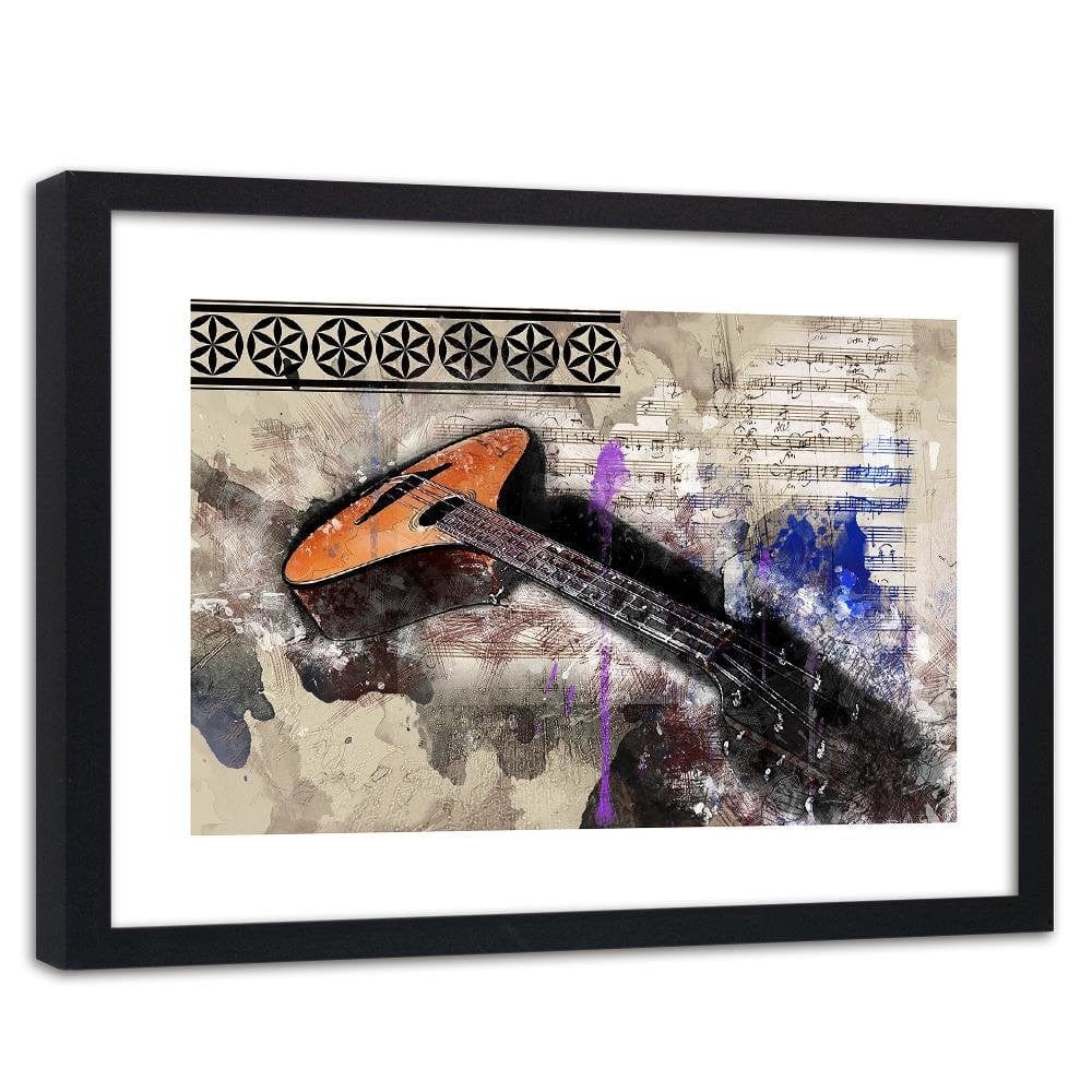 Glezna melnā rāmī - Guitar Abstraction Home Trends
